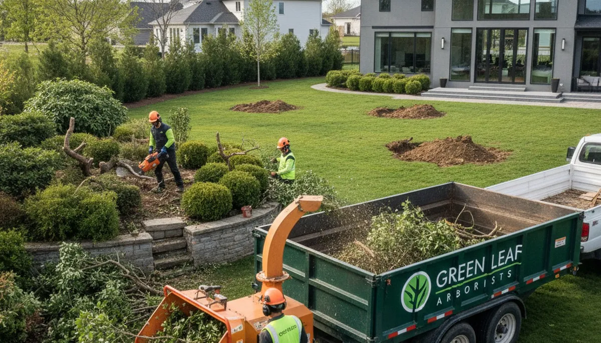 Professional shrub removal service in Waltham MA clearing overgrown bushes and landscape areas