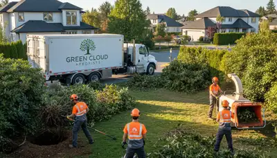 Professional shrub removal service in Waltham, MA clearing overgrown bushes and landscape areas