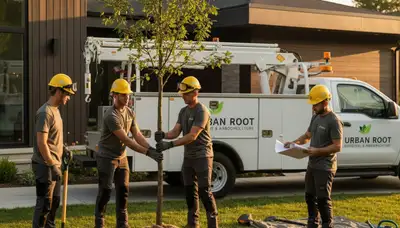 Arborists planting new trees in Waltham, MA for local landscaping and soil restoration services
