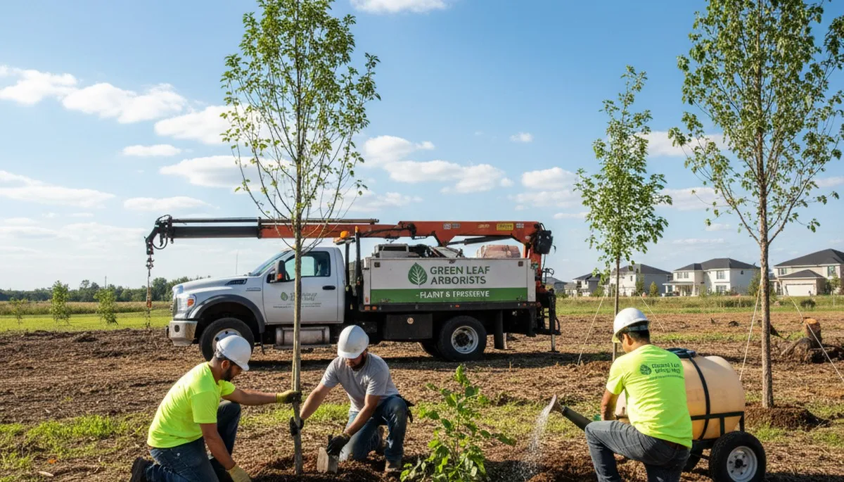 Arborist planting new tree in Waltham MA backyard for Chop Chop Tree professional tree service