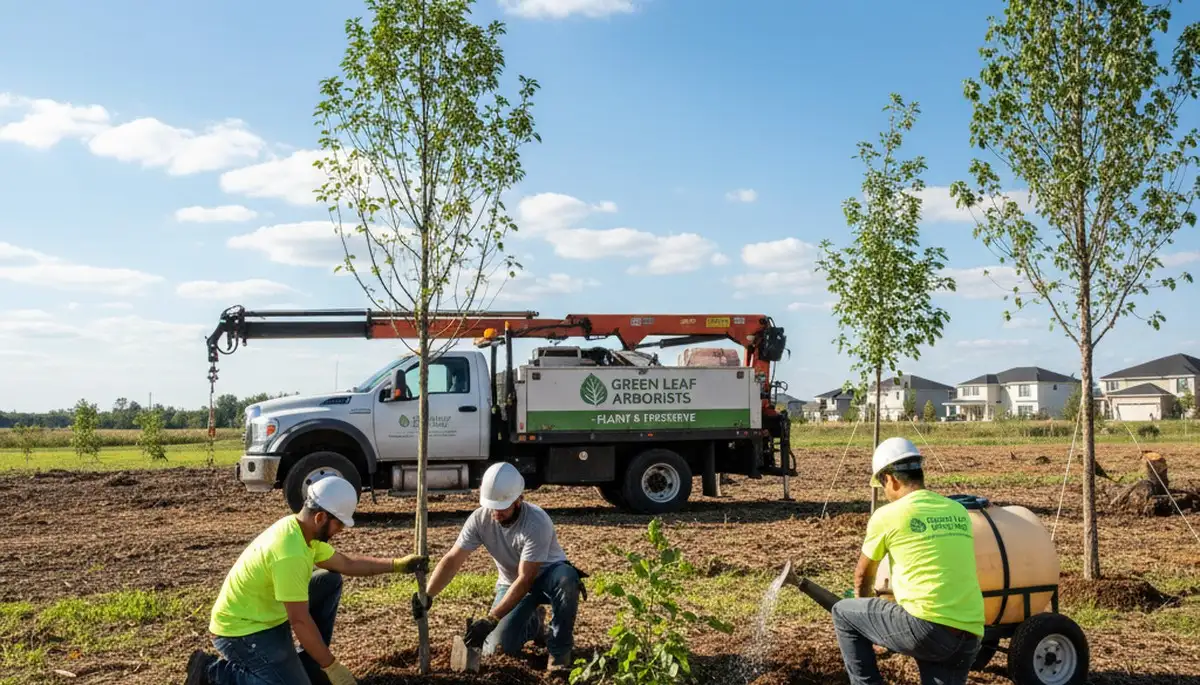 Arborist planting new tree in Waltham MA backyard for Chop Chop Tree professional tree service