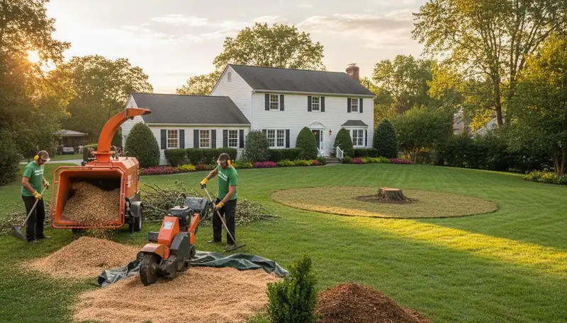 Final tree removal cleanup and yard restoration by professional crew in Waltham, MA