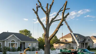 Professional tree removal service in Waltham, MA by local arborists handling storm-damaged trees