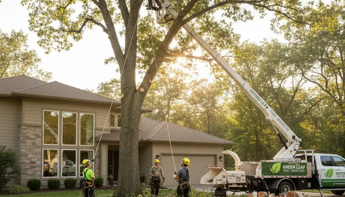 Arborist performing tree removal in Waltham, MA for residential storm damage cleanup