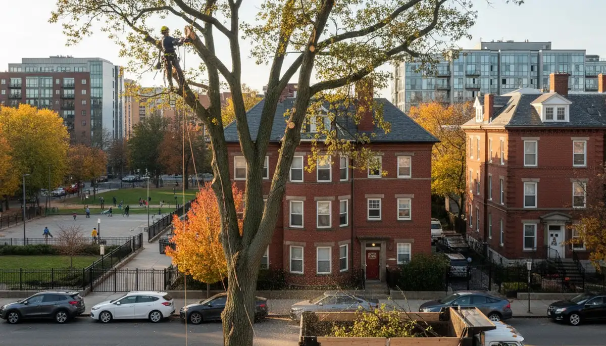 Professional tree removal service in Waltham MA safely clearing residential trees