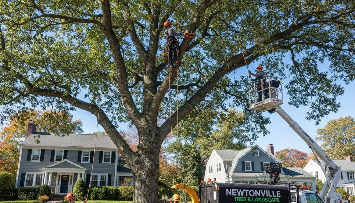 Professional tree removal service in Waltham MA safely cutting and clearing large trees